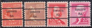 Precancels - Sarasota, FL - 4 Different Bureau Issues