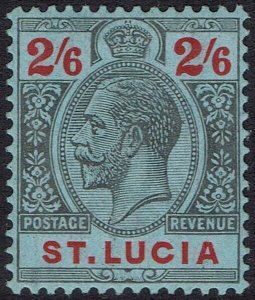 ST LUCIA 1912 KGV 2/6 WMK MULTI CROWN CA