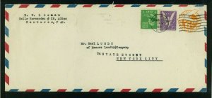 Puerto Rico 1944 Uprated UC4 Airmail Postal Stationery from San Juan to NY