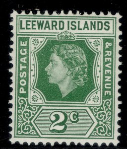 LEEWARD ISLANDS QEII SG128, 2c green, NH MINT.