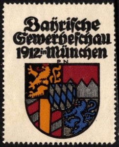 1912 German Poster Stamp Bavarian Trade Show Traditional Costume Munich