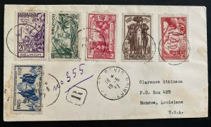 1937 Saint Denis Reunion First Day Cover to Monroe LA USA Int Exhibition 167-72