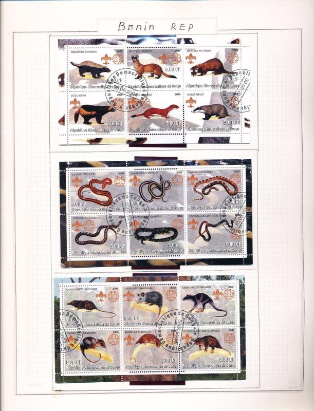 BENIN 2002/3 Wildlife Birds Sheets Monkeys M&U 50 +Items (pie 271)