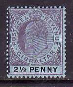 Gibraltar-Sc#55- id10-unused hinged 2&1/2p KEVII-1907-