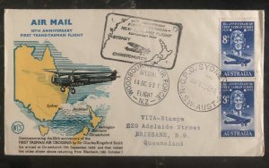 1958 Sydney Australia First Flight Anniver Cover FFC To Christchurch New Zealand