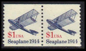 2468 $1 Seaplane Fine MNH Dry Gum Pair