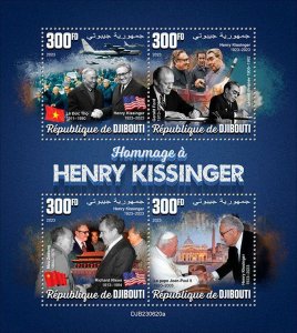 DJIBUTI - 2023 - Tribute to Henry Kissinger - Perf 4v Sheet -Mint Never Hinged