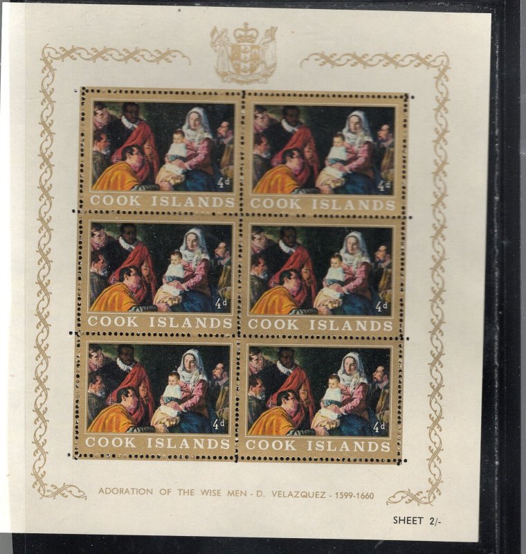 COOK ISLANDS #173 1966 3p ADORATION OF THE WISE MAN MINT VF NH O.G S/S 6