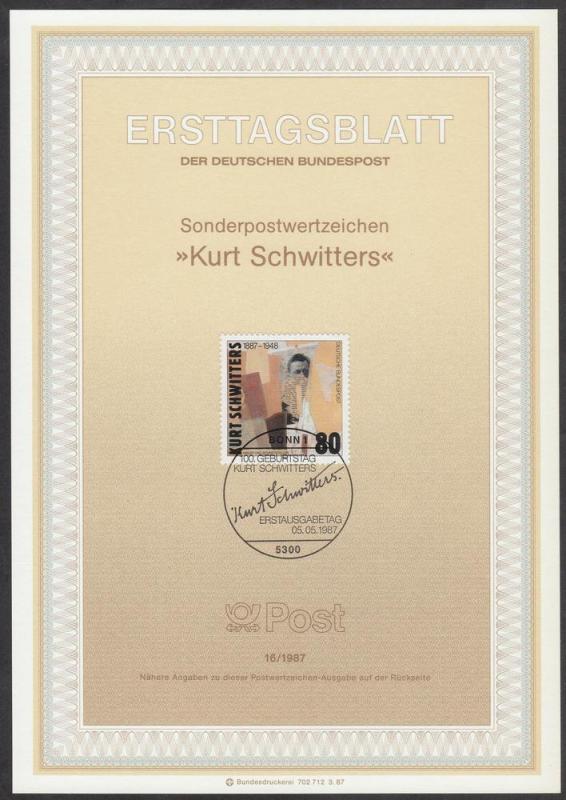 Germany 1987 ETB Artist Kurt Schwitters \Without title\