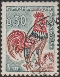 France #1024b 1965 30c Gallic Cock,Rooster USED-VF-NH.