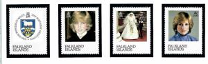 Falkland Is 348-51 MNH 1982 Princess Diana