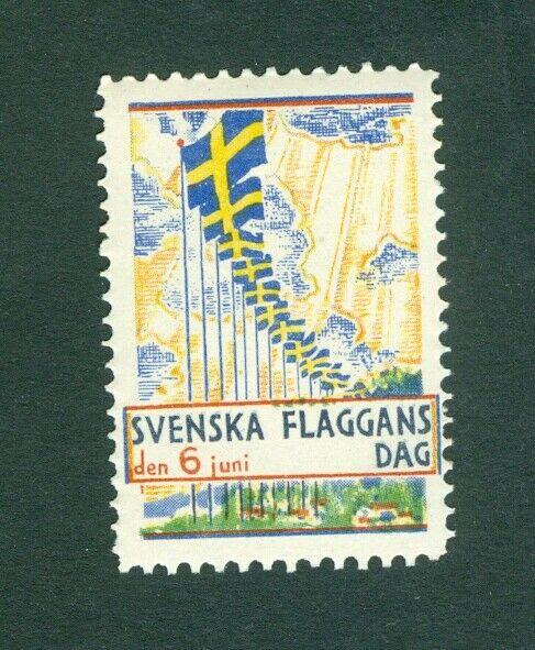 Sweden Poster Stamp Mnh.1933. National Day June 6. Swedish Flag.