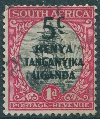 Kenya Uganda and Tanganyika 1941 SG151 5c ovpt on 1d grey and carmine SA FU (amd