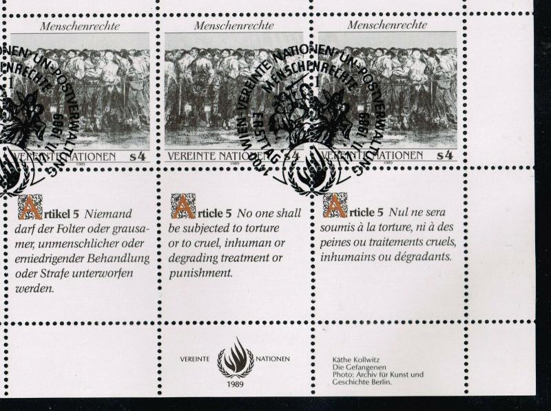 UN (Vienna) 95 - 96   - 2 Human Rights(12) MS - FDC - VF - MNH CV$19.50