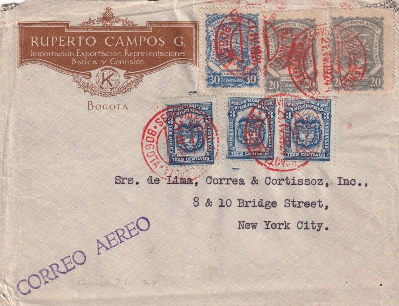 1924 Bogota, Colombia to New York, NY Airmail via SCADTA (62042)