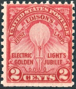 SC#655 2¢ Edisons Light Bulb (1929) MNH