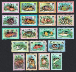 Tuvalu Sharks Tuna Hammerhead Fish optd 'OFFICIAL' 19v 1981 MNH SG#O1-19