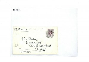 HONG KONG Victoria GB Cardiff SIBERIA Surface Mail 1937 {samwells-covers} CW236