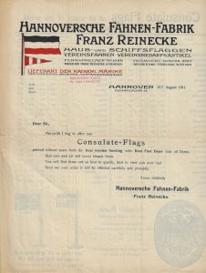 Ephemera: 1911 - Consulate Flags Price List