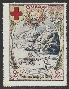 Canada Quebec 1916 DELANDRE Red Cross Cinderella Fine NH, Small imperfections