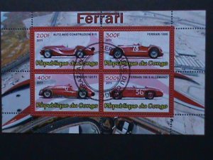 ​CONGO -2011- FERRARI RACE CARS CTO COLLECTIBLES S/S VF WE SHIP TO WORLD WIDE