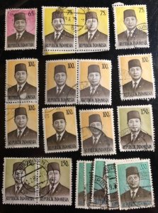 Indonesia Scott# 906...914 Used Lot of 19 F/VF to XF Cat. $5.10