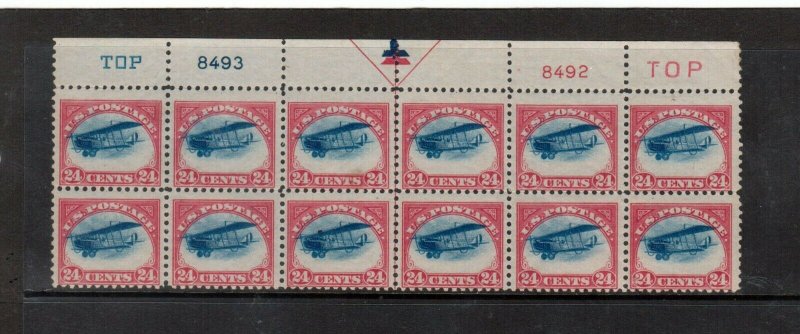 USA #C3 Mint Fine - Very Fine Never Hinged Top Plate Block Of Twelve Variety