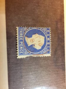 GAMBIA #8 3p USED RED CANCEL 1885 PAID DAMAGED PERF ON RIGHT  BEST OFFER ??