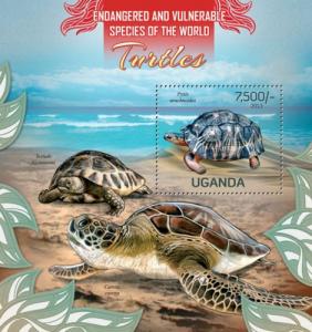 UGANDA 2013 SHEET TURTLES REPTILES ugn13102b