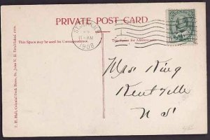 Canada-cover  #10382 - 1c KEVII on p/c-St. John, NB-11 AM 1908- view side shows