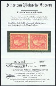 REFERENCE SCOTT #386 MINT OG NH APS CERT READ YELLOW LISTING  IF GENUINE $600