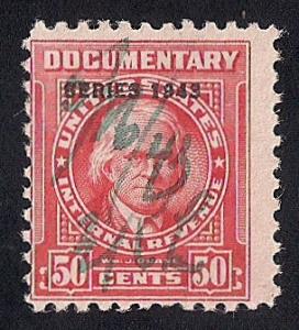 #R371 50 cents W. J. Duane 1943 Documentary Stamp used F