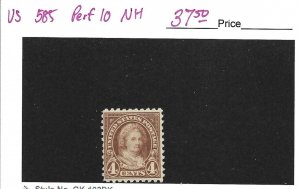 United States Scott 585 4-cent M Washington perf 10 Mint NH cv $37.50