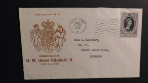 1953 First Day Cover FDC Hong Kong Local Use HM QE2 Coronation Queen Elizabeth