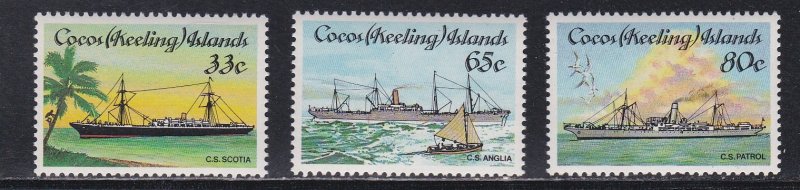 Cocos Islands # 129-131, Cable Laying Ships, NH, 1/2 Cat.