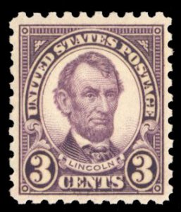 United States, 1910-30 #584 Cat$60, 1925 3c violet, never hinged