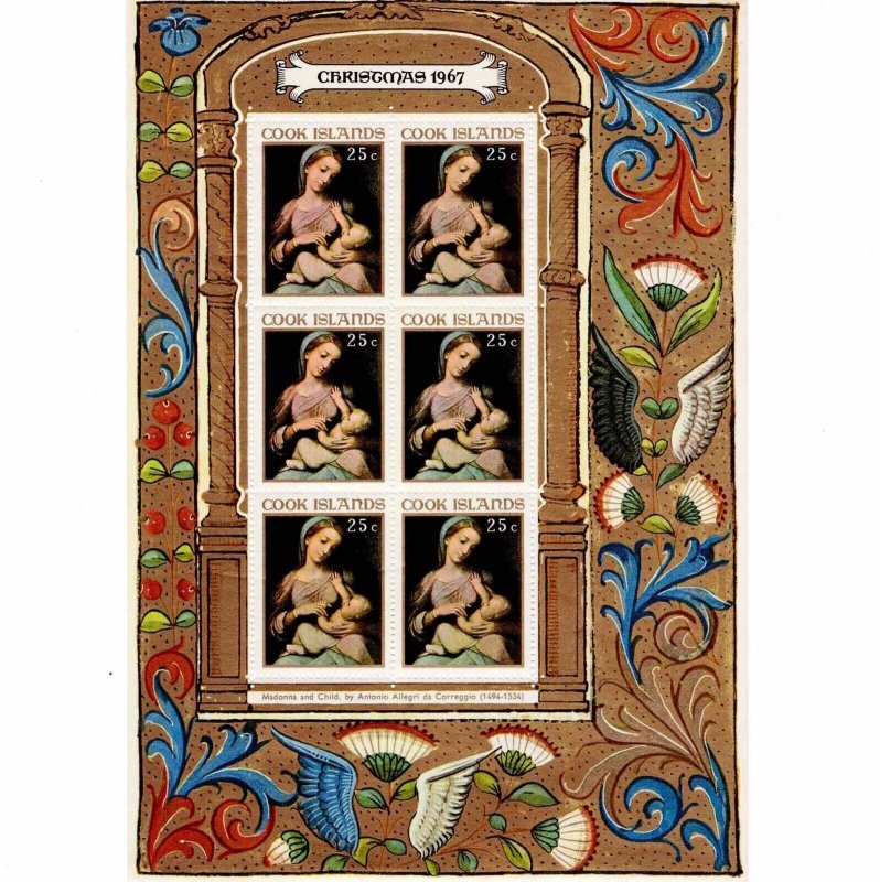 Cook Islands 1967 Sc 256 257 258 259 260  Christmas Souvenir Sheets (qty 6) MNH