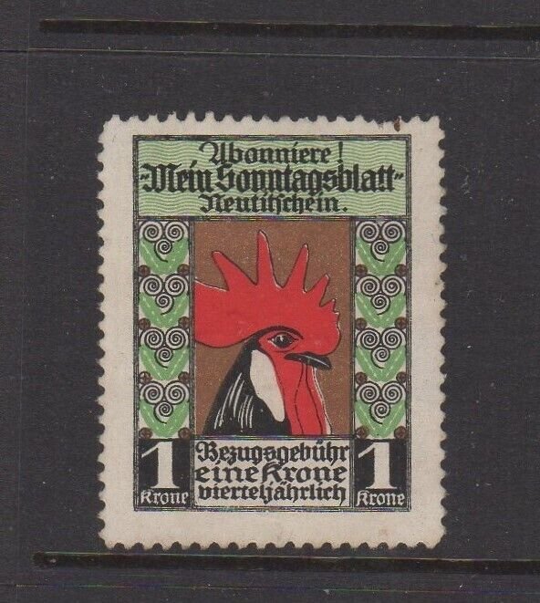 Germany - My Sunday Paper Newspaper Revenue Stamp, 1 Kr., Chicken  -NG