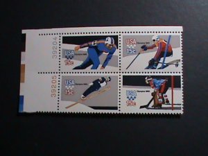 ​UNITED STATES-1980-SC#1798a WINTER OLYMPIC GAMES -MNH IMPRINT PLATE BLOCK VF