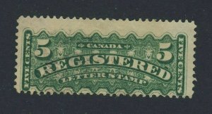 Canada Registration stamp #F2 -5c Green Used Light PM Fine 2x Large Borders