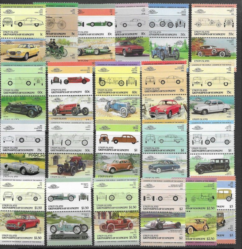 St. Vincent Grenadines, Union 142-63  MNH Cars set cpl. , vf 2022 CV $14.20