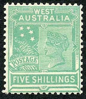 Western Australia SG148 5/- Emerald Green Wmk Crown over A (Upright) M/M