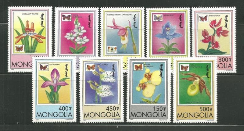 Mongolia 2269-77 MNH Butterflies & Orchids