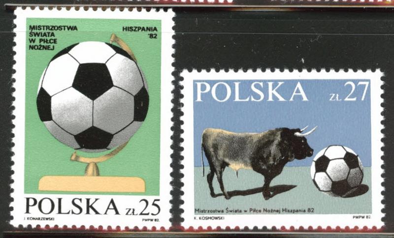 Poland Scott 2521-22 MNH** 1982 World cup soccer set