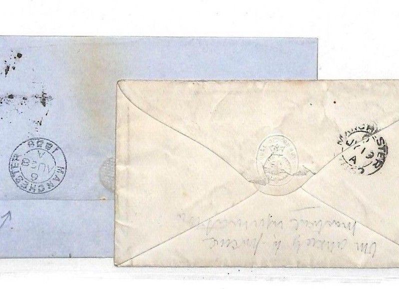 GB EXPERIMENTAL POSTMARKS 1858-62 Manchester DOUBLE RING CDS Covers{2}EE184 