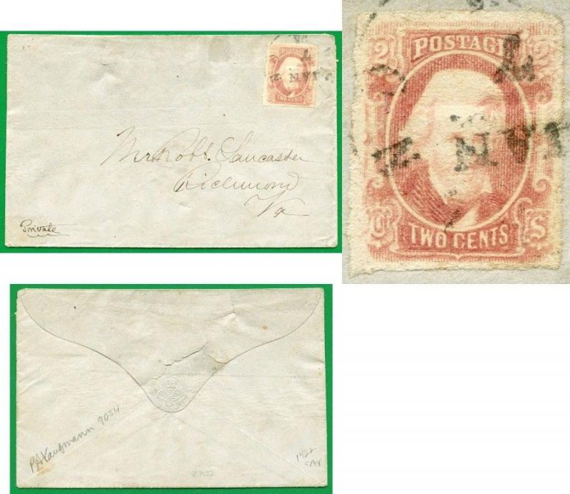 Confederate States - 8 -  On cover (catalog value 1,500.00)