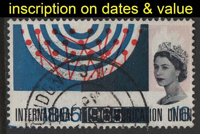 GB 1965 ITU 1/6d phosphor, major downward black shift makes ITU inscription