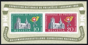 Switzerland #352a Cat$55, 1955 National Philatelic Exhibition souvenir sheet,...