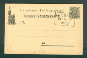 Strassburg.1887 Local, Private Post. Stationery, Cancel 2Pf Coats Of Arms.