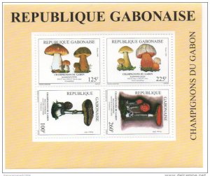 1999 Gabon Bl. 102 Block Sheetlet Mushrooms Mushrooms Mushrooms Mushrooms Rare Flora-